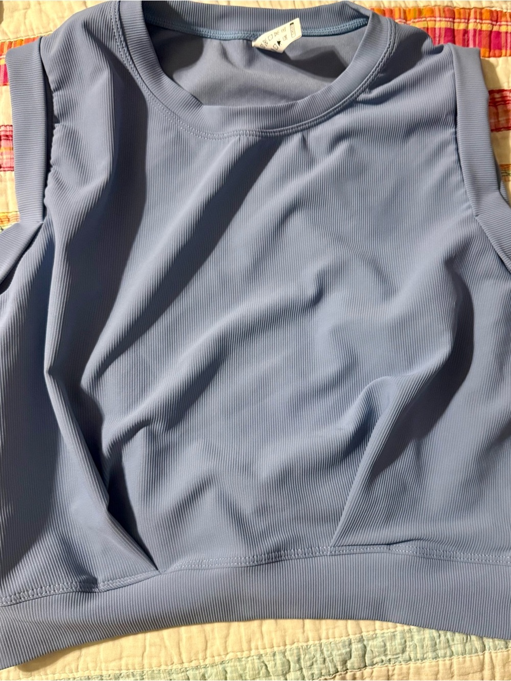 HALARA Light Blue Ribbed Neck Tank